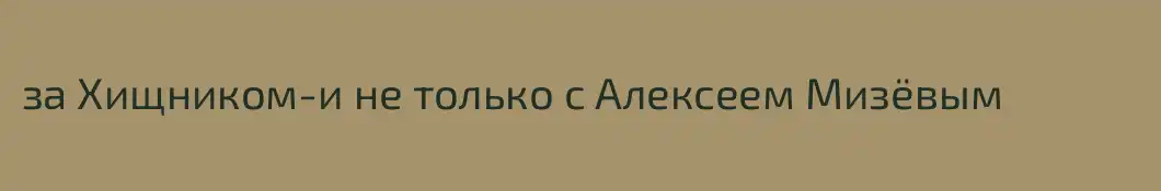 за Хищником-и не только с Алексеем Мизёвым
